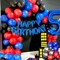 50-Piece Black, Red & Blue Balloon Set – 12-Inch Balloons with Red, Blue & Silver Confetti for Birthday, Baby Shower, Graduation & Party Decorations